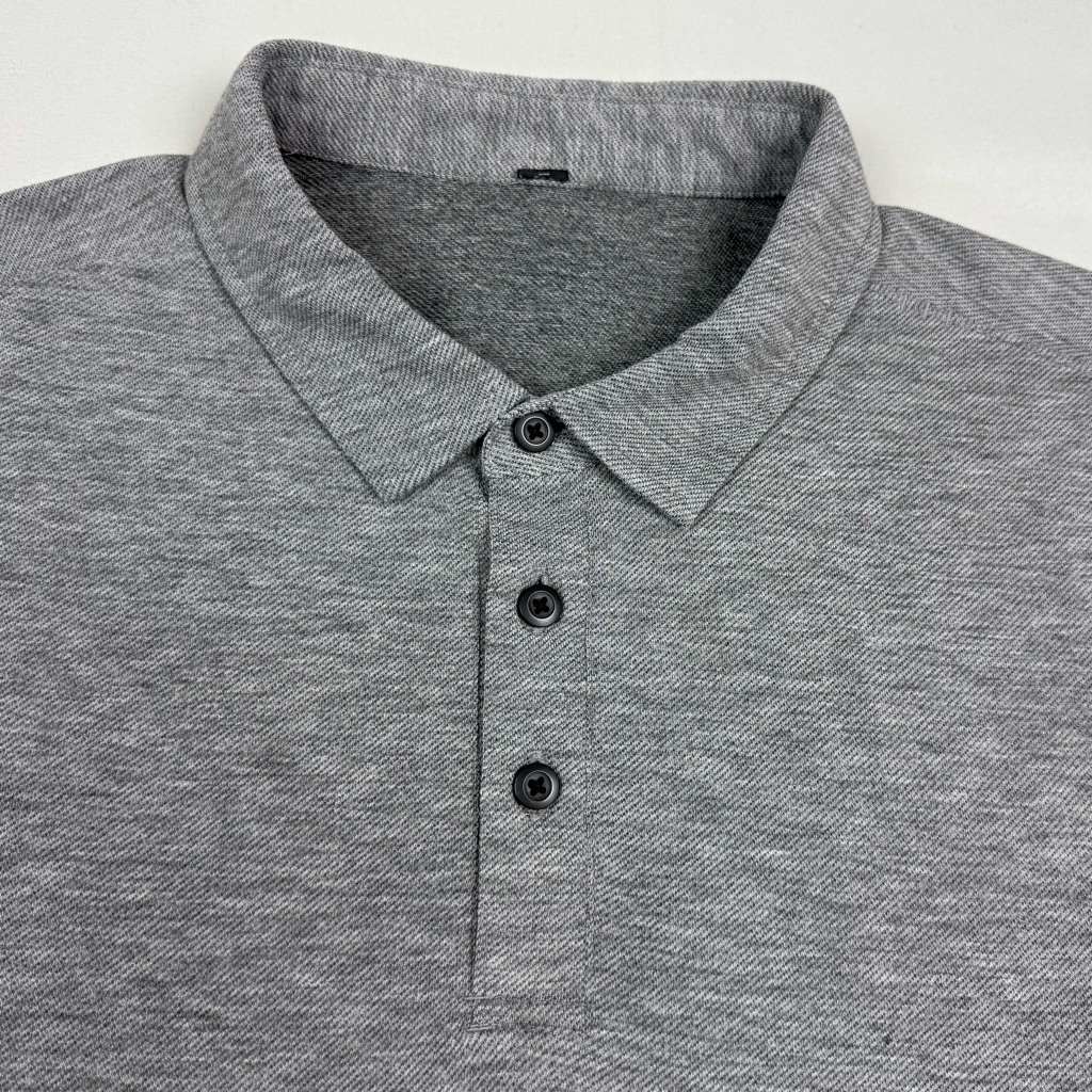 Lululemon Mens Evolution Polo Shirt Large Slim Fit Heather Grey Short Sleeve C2